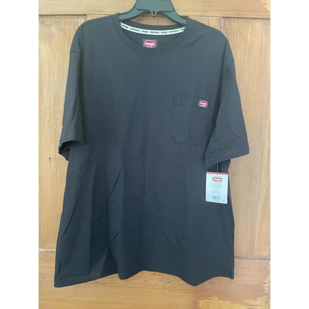 NWT Men’s Wrangler Workwear Pen Pocket Moisture Wicking Black Tee Shirt 2XL
